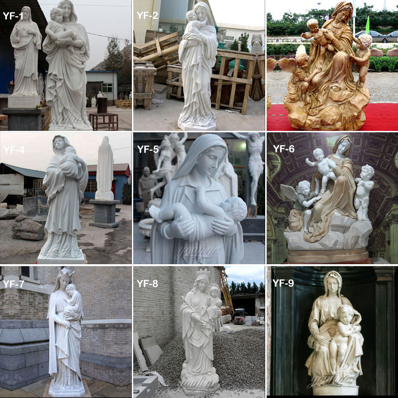 Mary hold little jesus statues