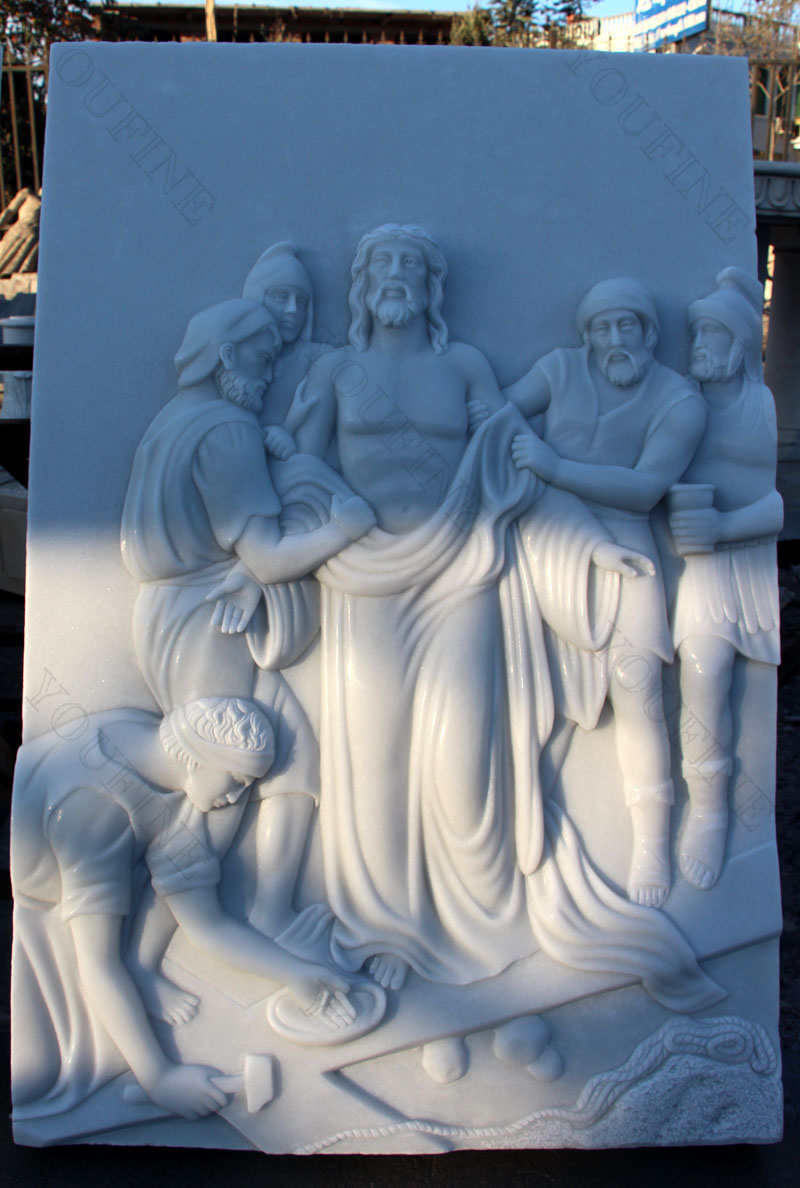 Marble Via Crucis catholic relief sculptures for church decor design
