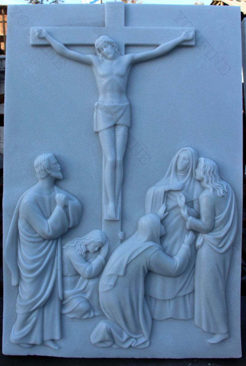 Marble the way of the cross catholic relief sculptures design