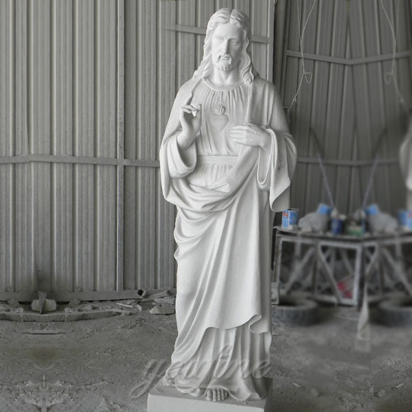 CHS-04 Sacred heart white marble catholic garden statue of christ Jesus store