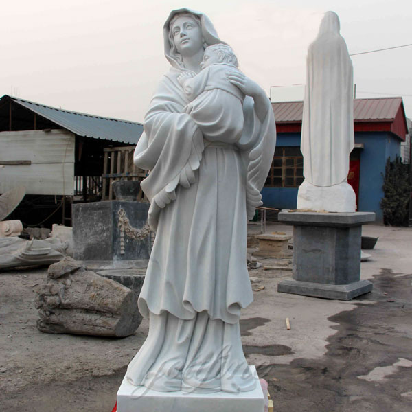 Marble carving mary with baby jesus statues catholic