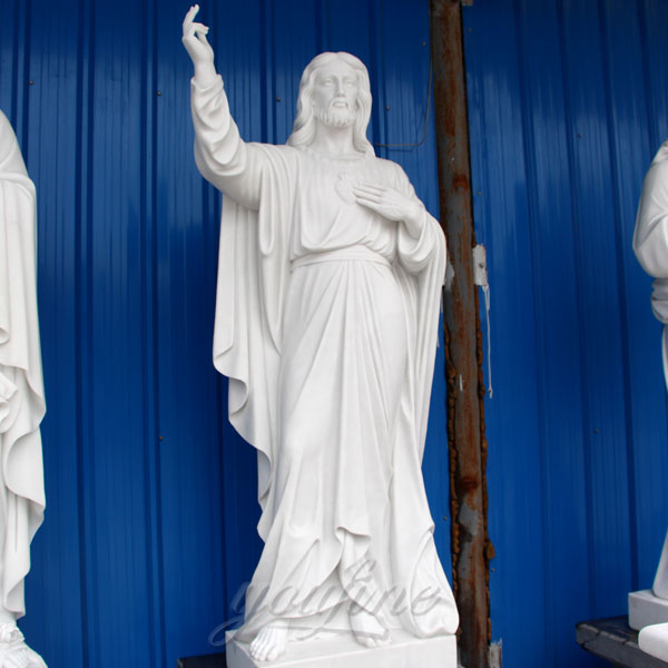 CHS-300 Purchase Cheap Stone White Marble Catholic Sacred Heart of Jesus Statue for Home Yard