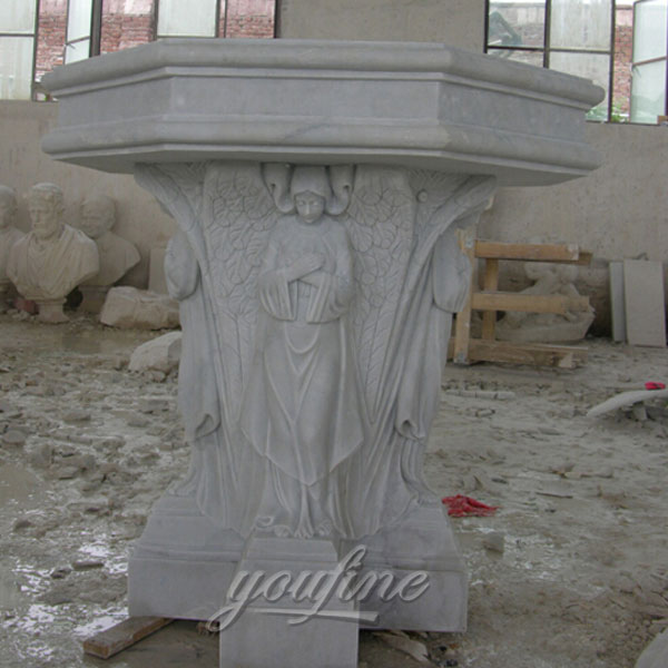 Religious Hand Carved Marble Baptismal Font Church Usage for Sale