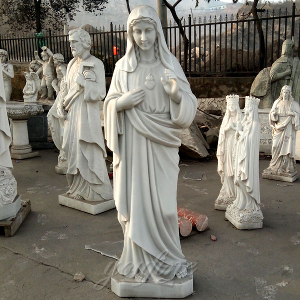 life size marble carving sacred heart mary statues for sale