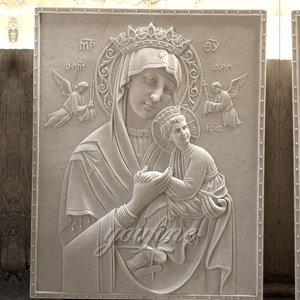 Large marble the Virgin of Perpetual relief sculpture made for Carlos