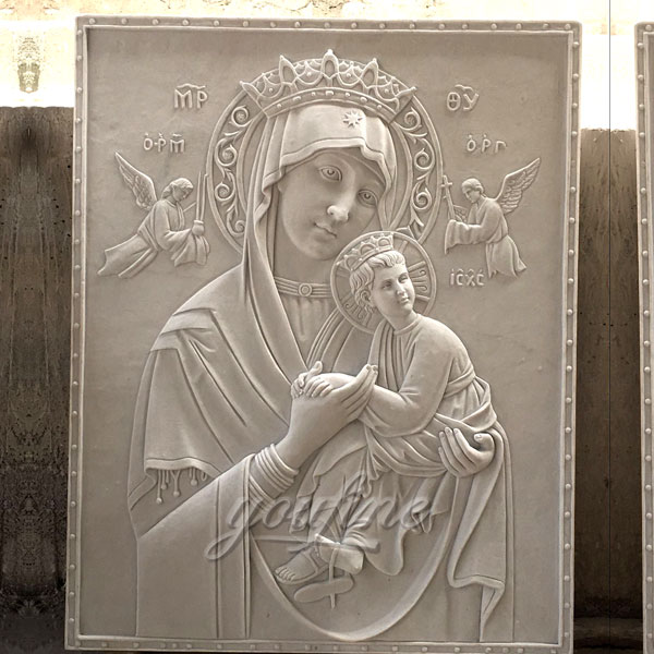 Large marble the Virgin of Perpetual relief sculpture