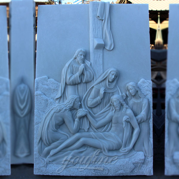 Marble stations of the cross catholic relief sculptures for sale