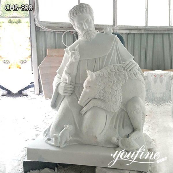 Natural Marble St Francis Sculpture Catholic Garden Decor Supplier CHS-858