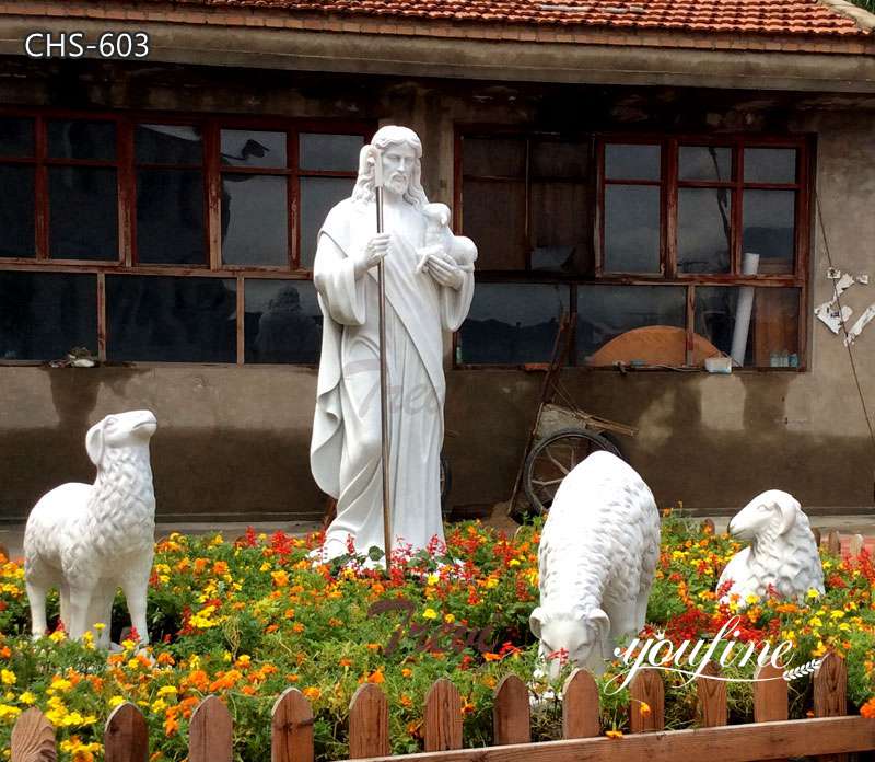 Religious Marble Shepherd Jesus Sculpture Garden Decor for Sale CHS-603