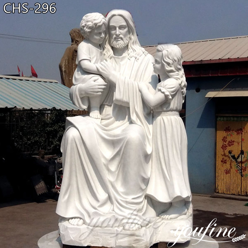 Classic White Marble Jesus with Children Statue for sale CHS-296