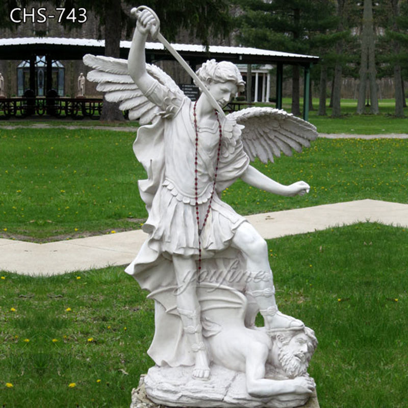Famous Marble Saint Michael Slaying Devil Statue Manufacturer CHS-743