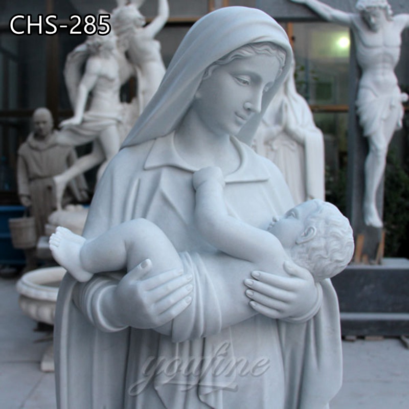 Famous Marble Virgin Mary with Baby Jesus Sculpture Supplier CHS-285