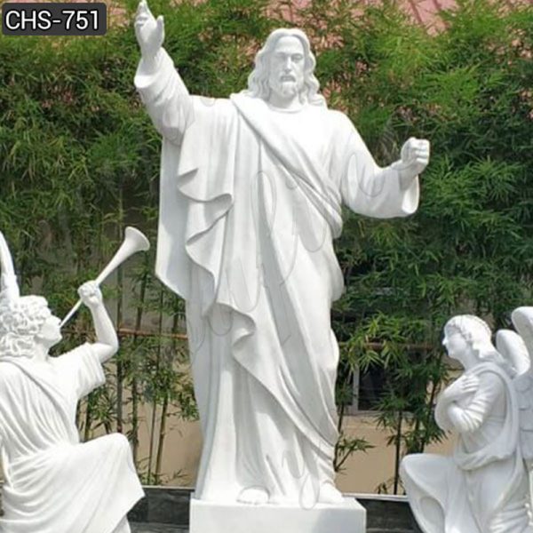 Catholic Life Size Marble Jesus with Angel Statue Garden Decor Supplier CHS-751