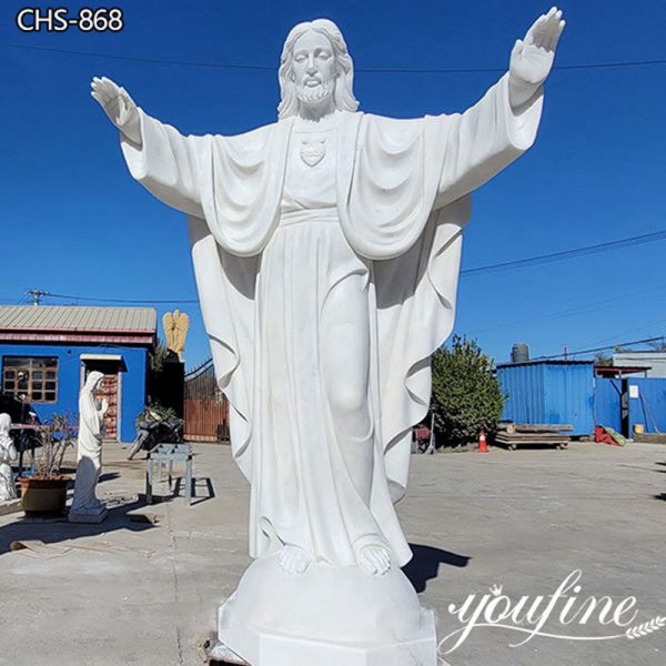 Hand Carved White Marble Sacred Heart Of Jesus Sculpture Supplier CHS-868