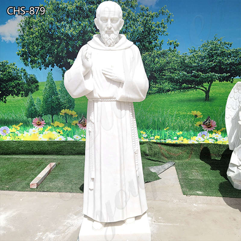 Life Size White Marble Padre Pio Statue Catholic Decor for Sale CHS-879