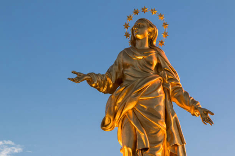 gold virgin Mary statue-YouFine Sculpture