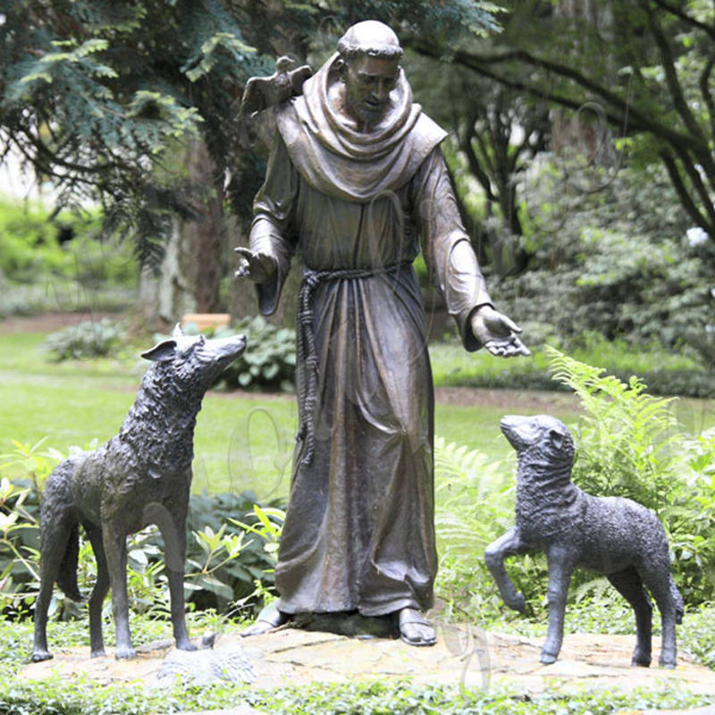 Bronze Saint Francis of Assisi Statue with Animals BOKK-628
