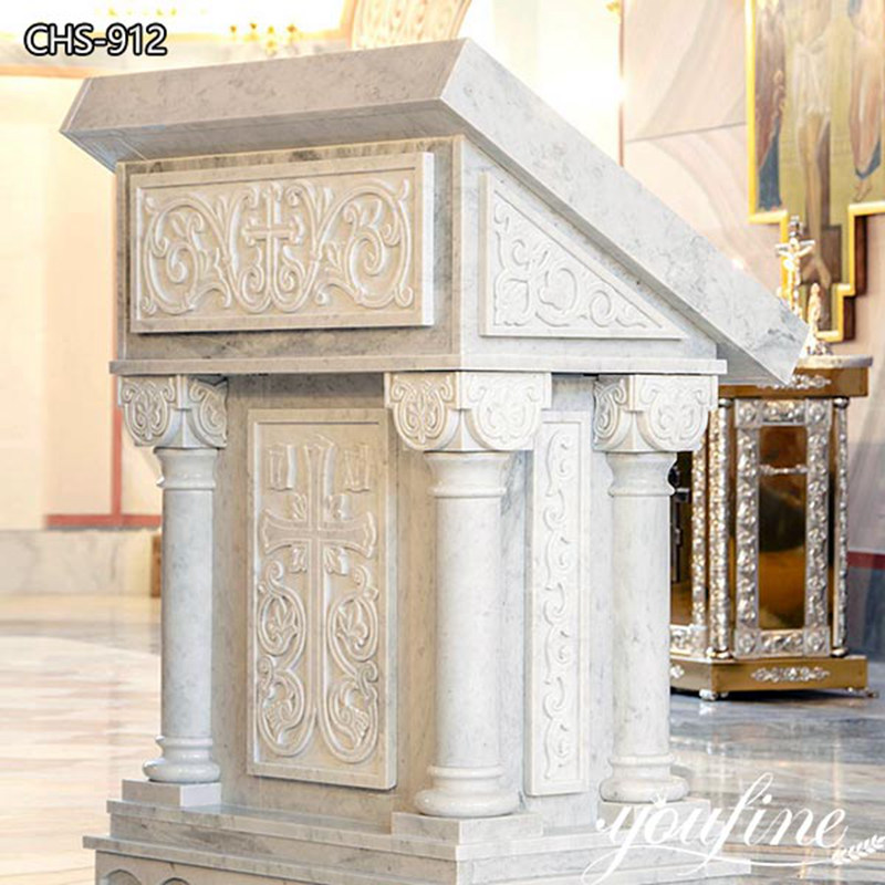 Hand Carving White Marble Pulpits for Catholic Church Supplier