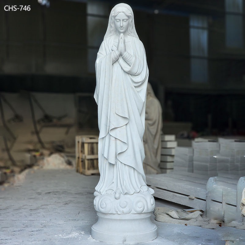 White Standing Marble Praying Virgin Mary Statue CHS-746