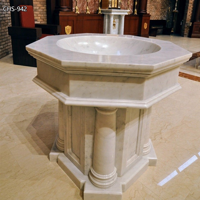 Religious Hand Carved Marble Baptismal Font Supplier