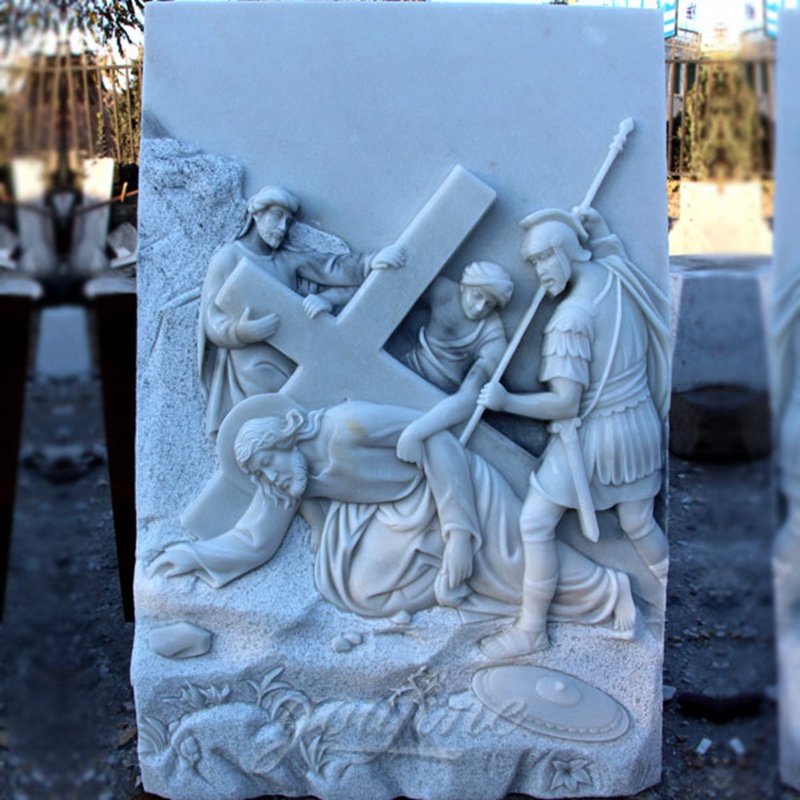 Hand Carved Catholic Jesus Marble Relief Sculpture