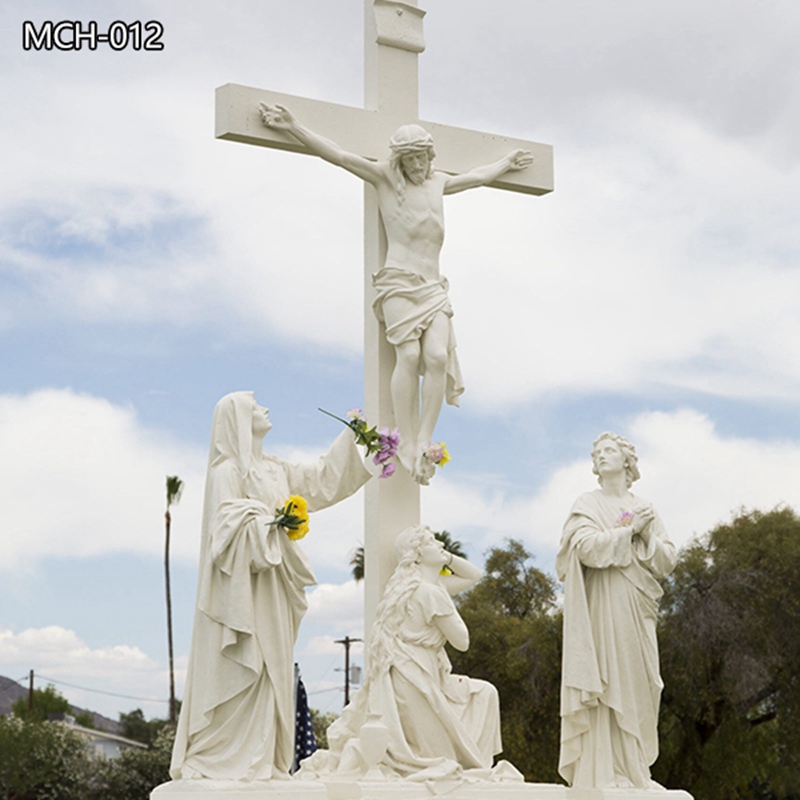 Catholic Cemetery Marble Christ on the Cross Statue