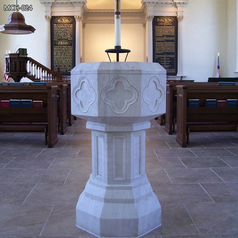 Catholic Hand Carved Marble Baptismal Font for Sale